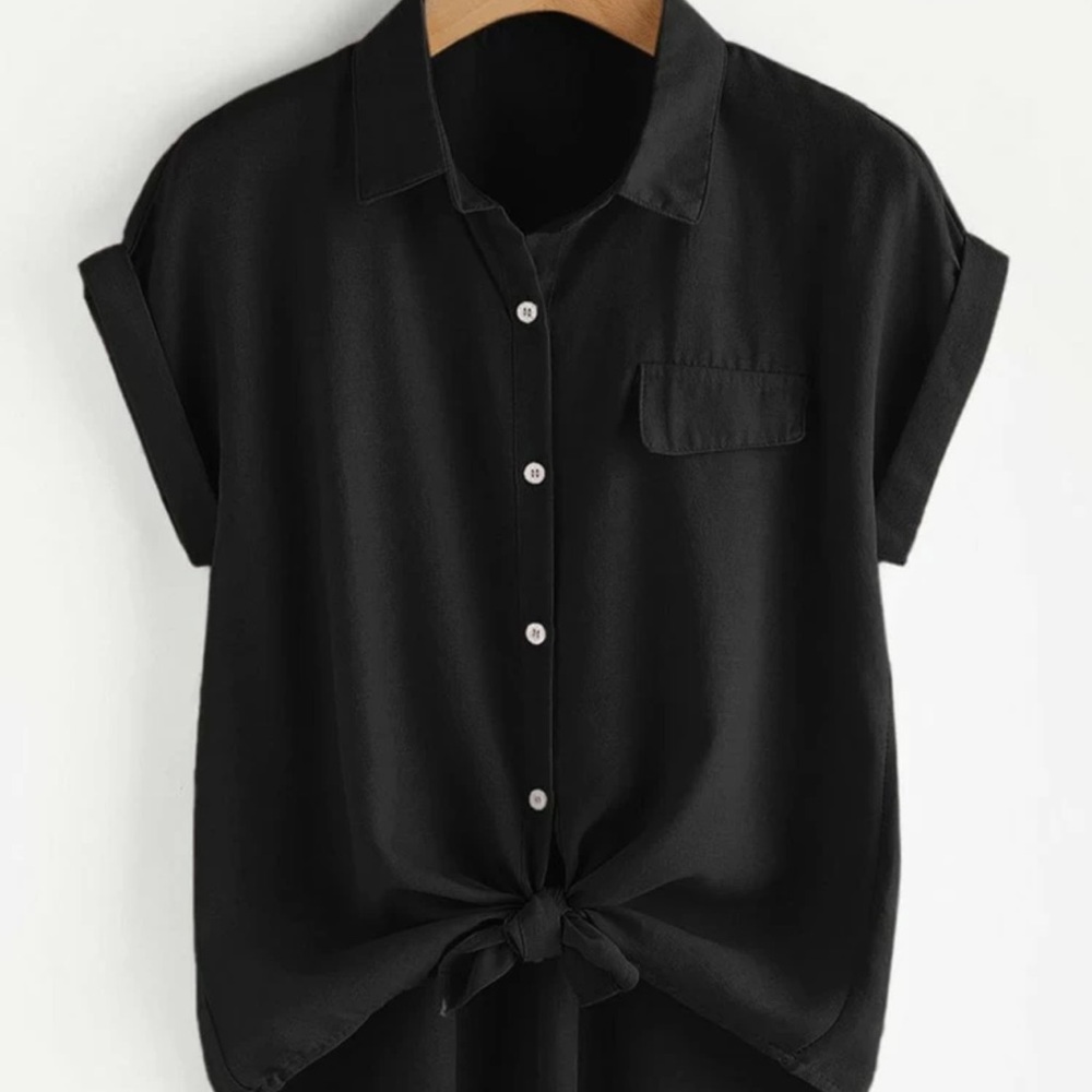 Classic Black Button-Up Women's Top